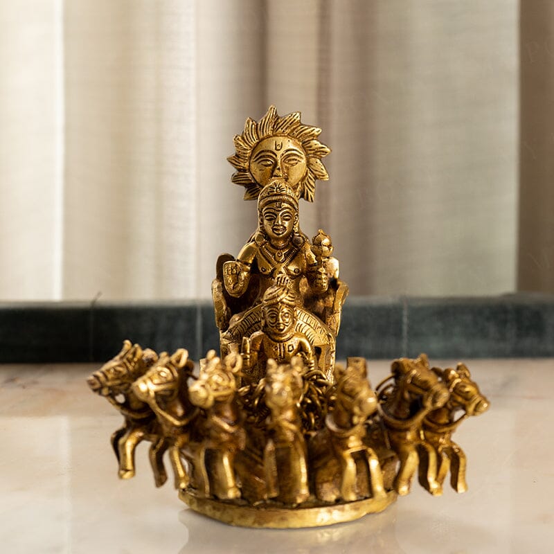 Buy Antique Brass Surya Rath Online in India - Mypoojabox.in