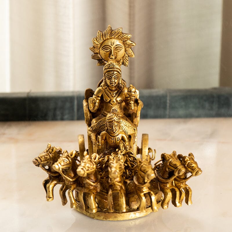 Buy Antique Brass Surya Rath Online in India - Mypoojabox.in