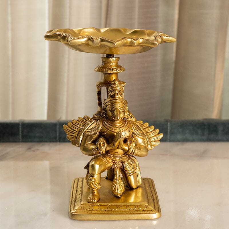Antique Brass Garud with Diya