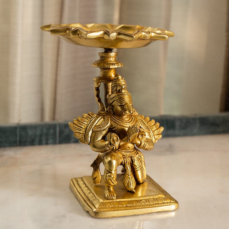 Antique Brass Garud with Diya