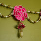 Pink Rose With Pearl Door Hanging Toran/ Bandhanwar