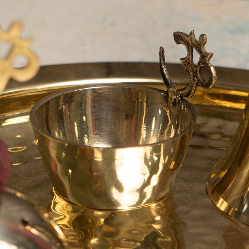 Hammered Finish Rudraksha Pooja Thali Set