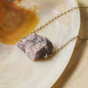 Lepidolite Natural Crystal Necklace