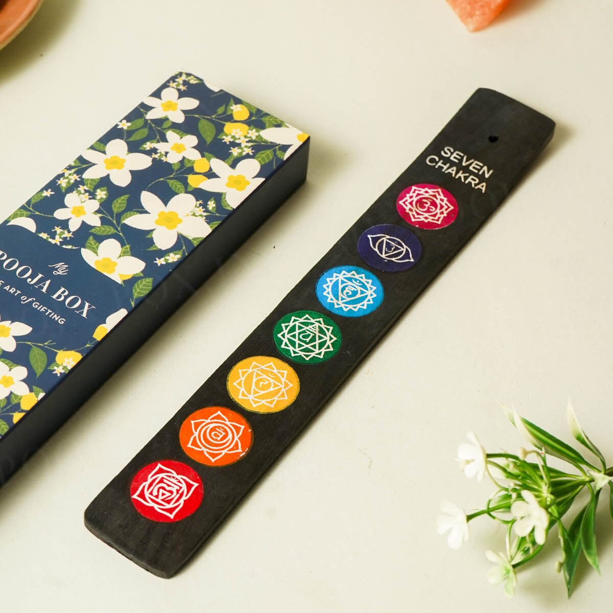 Seven Chakra Wooden Incense Stand