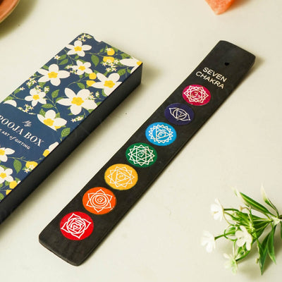 Seven Chakra Wooden Incense Stand