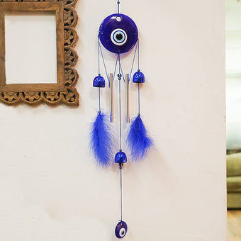 Turkish Evil Eye Feather Wall Hanging for Protection