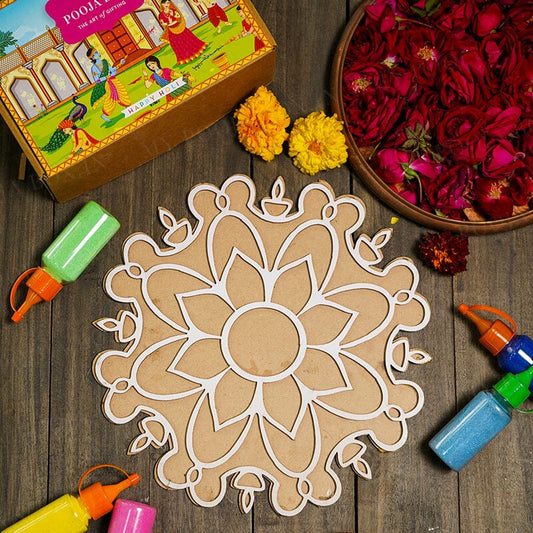 DIY Diya Pattern Rangoli Design Stencil 12