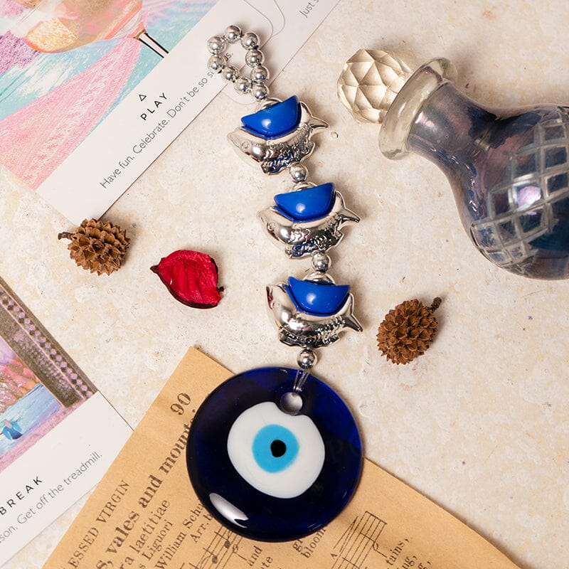 Feng Shui Evil Eye Three Fish Wall Hanging Charm