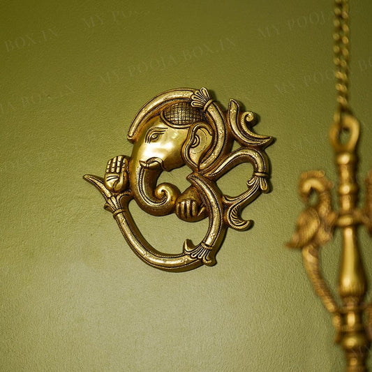 OM Ganesha Brass Wall Hanging