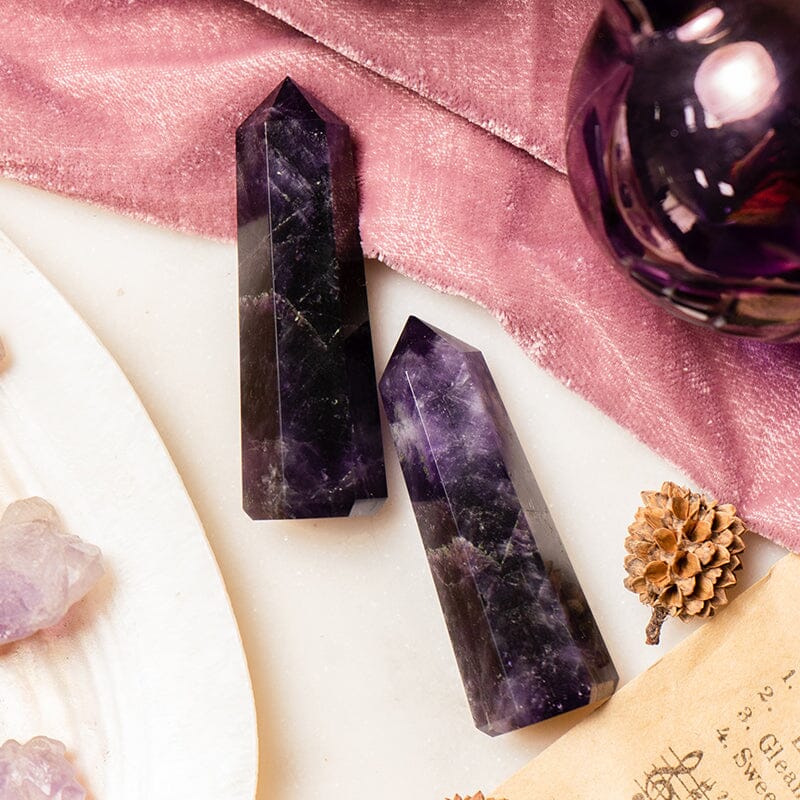 Amethyst Tower/Pencil (Set of 2) | Spirituality & Protection