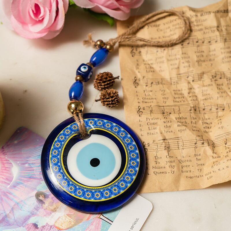 Round Glass Jute Evil Eye