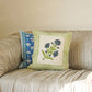 Blue Marigold Floral Block Print Quilted Cushion Cover