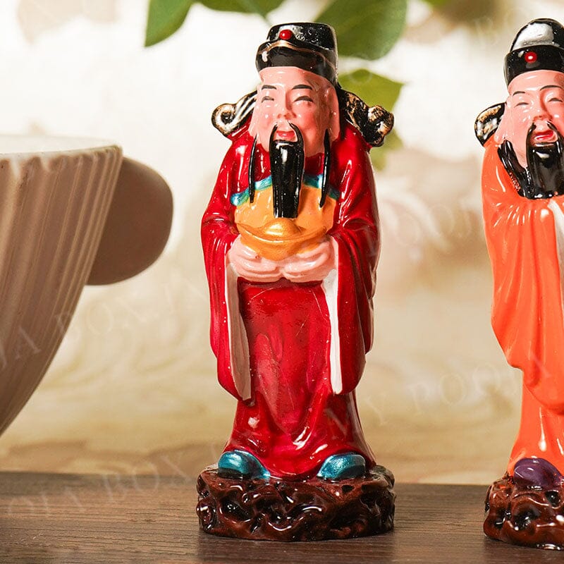 Colourful Feng Shui Fuk Luk Sau Clay Statue