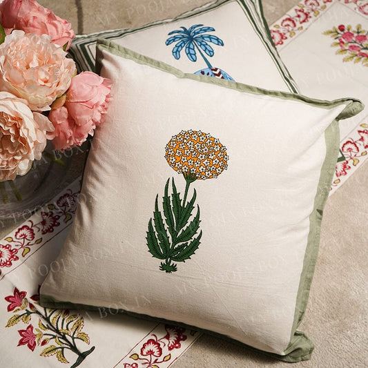 Yellow Poppy Floral Cushion Cover