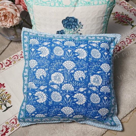 Shades of Blue Floral Cushion Cover