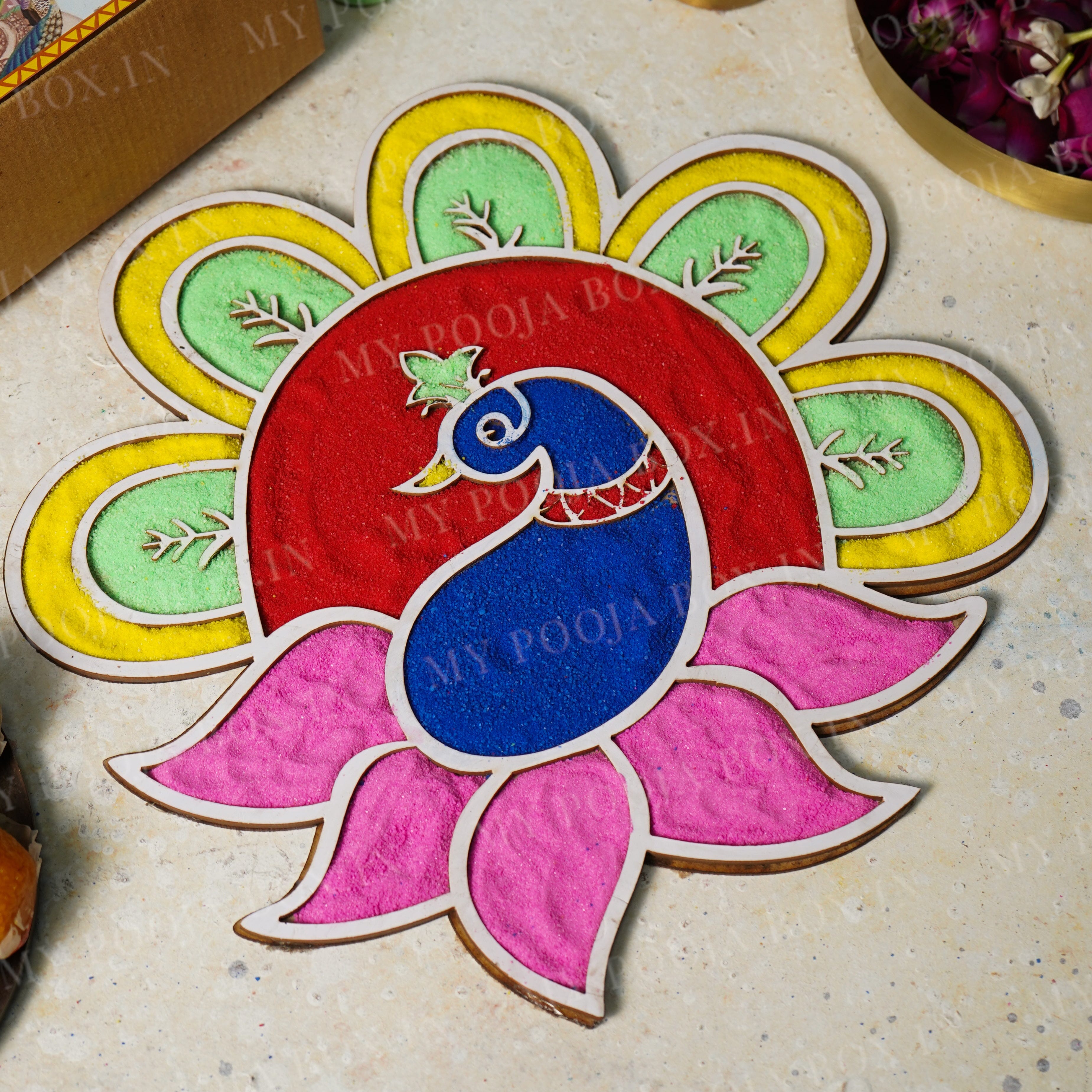 Buy DIY Peacock Pattern Rangoli Design Stencil 12