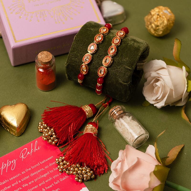 Traditional Red Bhaiya Bhabhi Rakhi