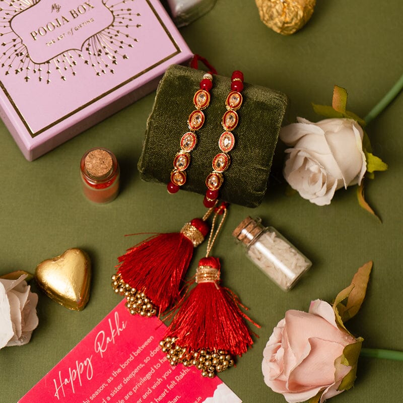 Traditional Red Bhaiya Bhabhi Rakhi