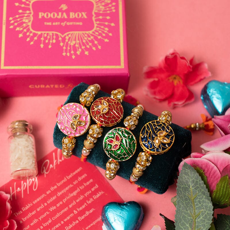 Traditional Bejewelled Rakhi (Set of 4)