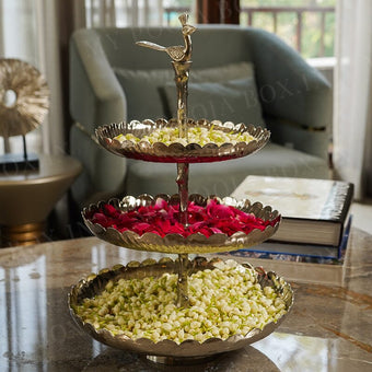 Elegant Silver Peacock Dessert Layer Stand