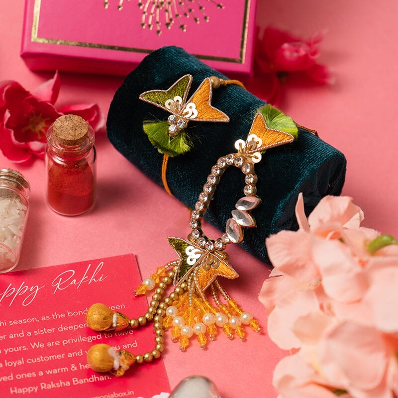 Fabulous Thread Work Bhaiya Bhabhi Rakhi