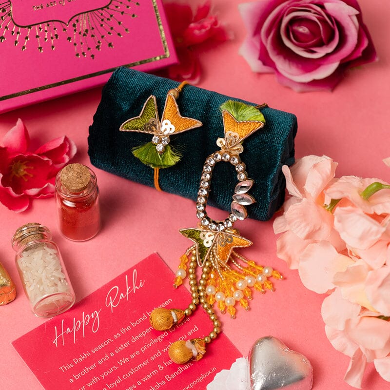Fabulous Thread Work Bhaiya Bhabhi Rakhi