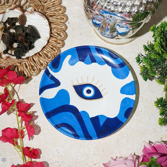Hand-Painted Big Evil Eye for Good Luck Wall Decor Plate