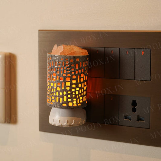 Designer Carving Pattern Plug-In Himalayan Salt Lamp