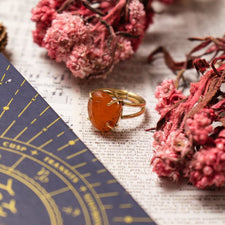 Natural Carnelian Gold Plated Ring