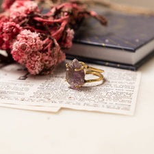 Natural Amethyst Gold Plated Ring