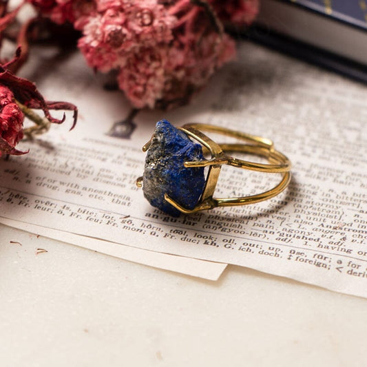 Natural Lapiz Lazuli Gold Plated Ring