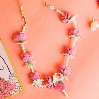 Adjustable Traditional Floral Pink And White Mala