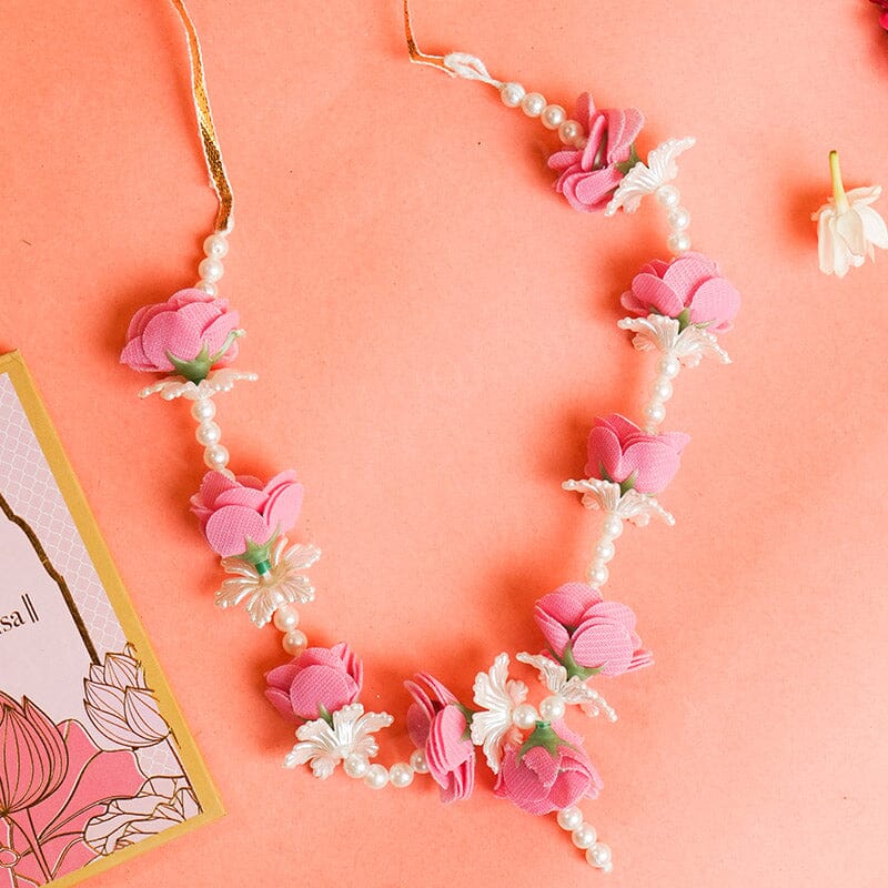 Adjustable Traditional Floral White And Golden Mala