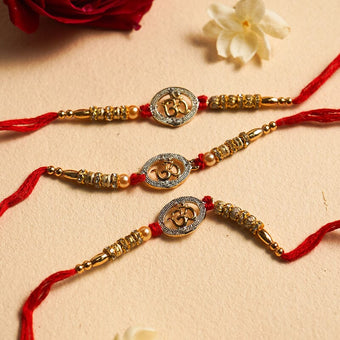 Auspicious "OM" Beaded Rakhi (Set of 3)