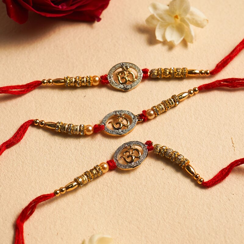 Auspicious "OM" Beaded Rakhi (Set of 3)
