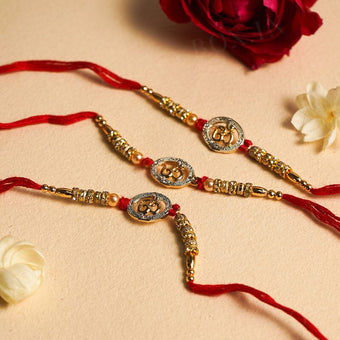 Auspicious "OM" Beaded Rakhi (Set of 3)