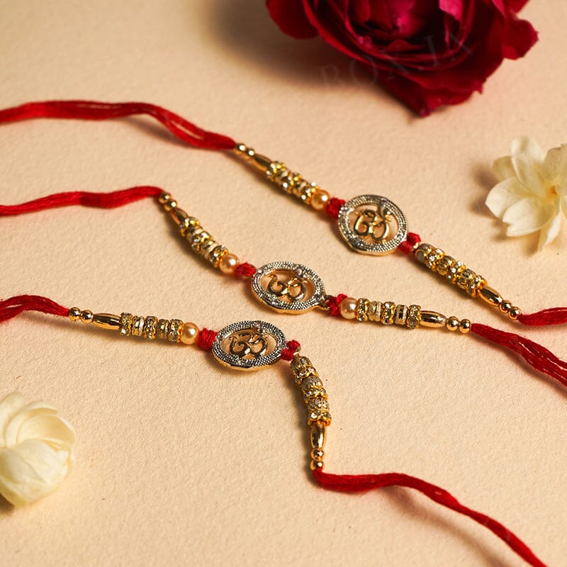 Auspicious "OM" Beaded Rakhi (Set of 3)