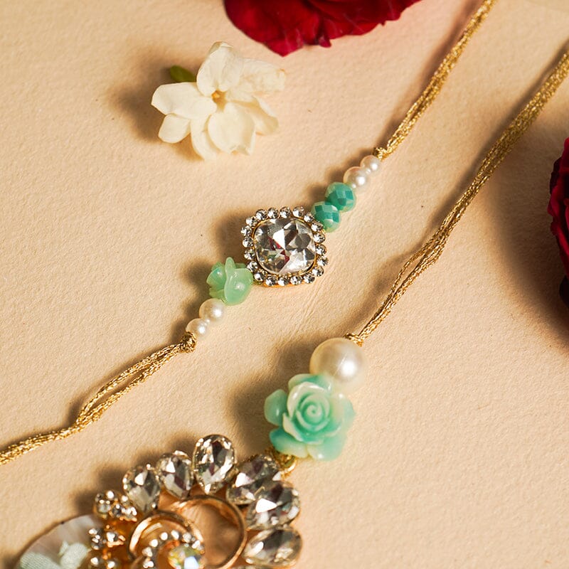 Glittering Bhaiya Bhabhi Rakhi Set