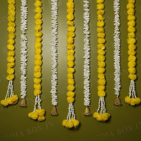 Artificial Jasmine Flower And Yellow Marigold Backdrop Decoration