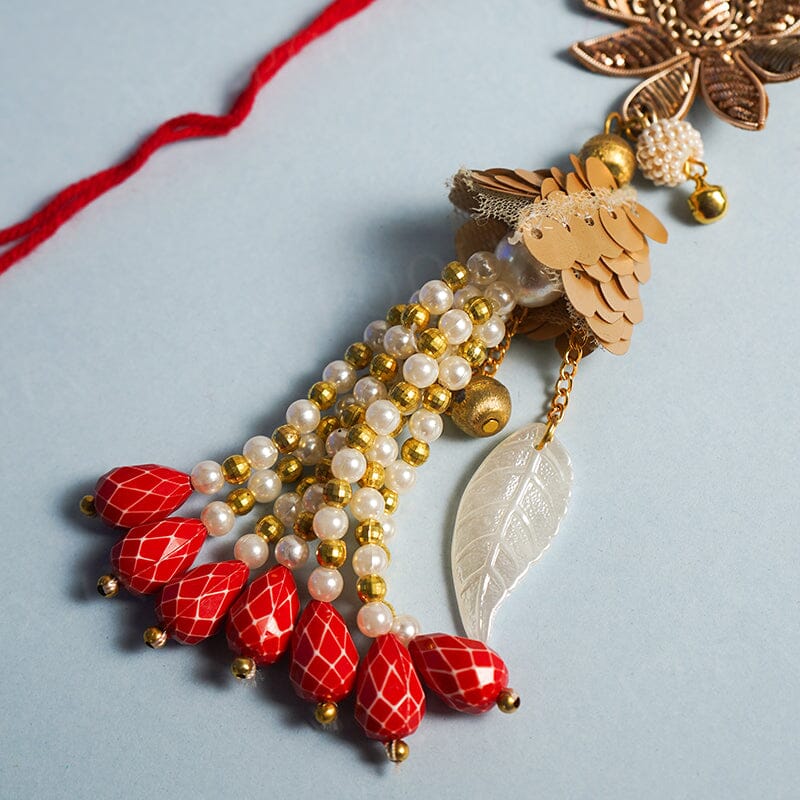 Zari Sequins Beads Ornate Bhaiya Bhabhi Rakhi