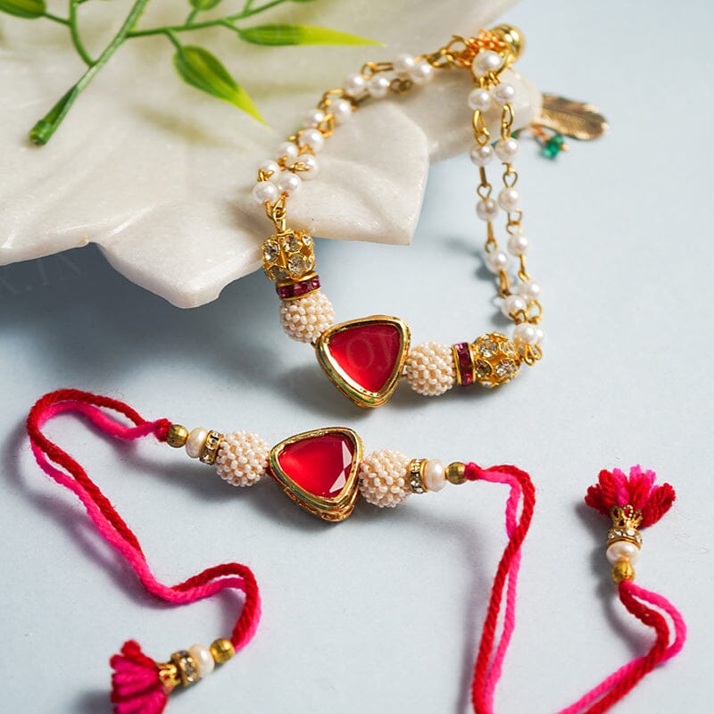 Sparkling Crystal Bhaiya Bhabi Rakhi Set of 2