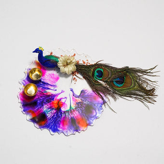 Peacock Resin Pooja Thali 8"