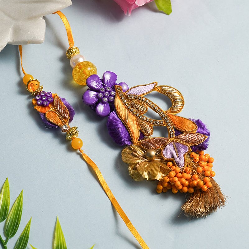 Sunshine Yellow & Lilac Bhaiya Bhabhi Rakhi (Set of 2)