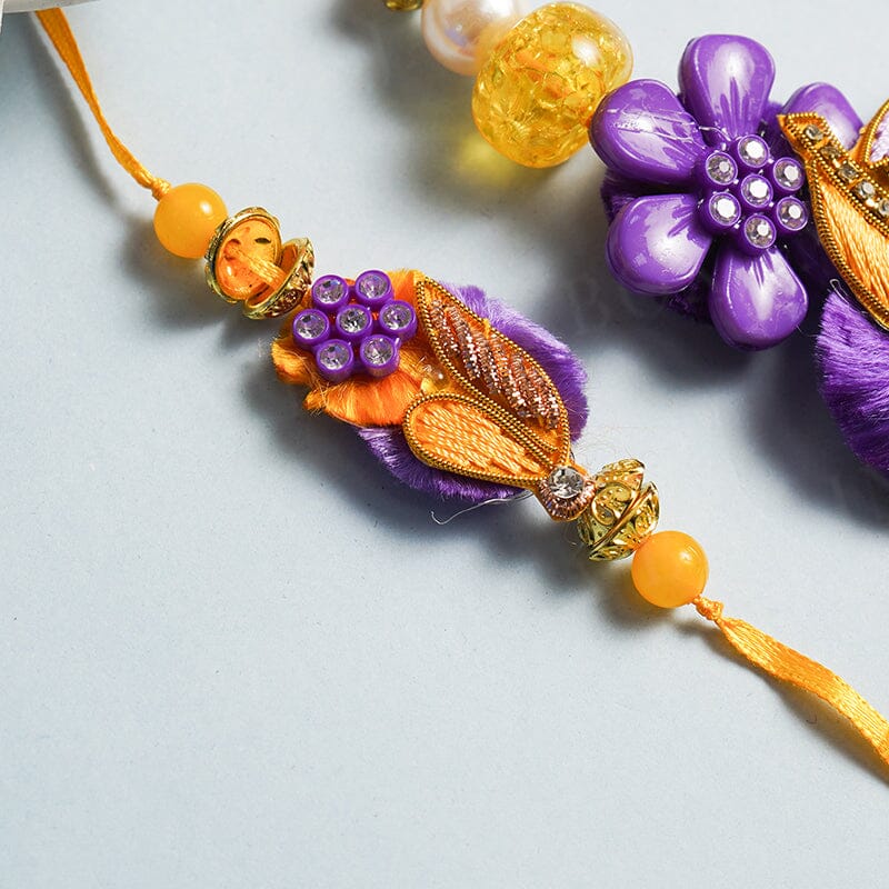 Sunshine Yellow & Lilac Bhaiya Bhabhi Rakhi (Set of 2)
