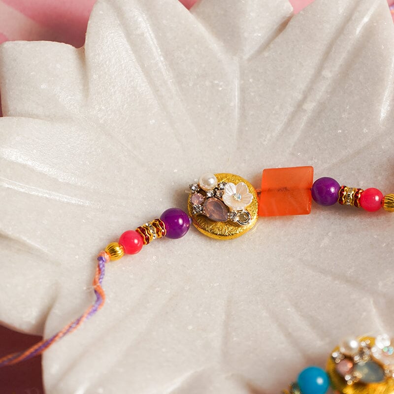 Pretty Orange & Blue Rakhi (Set of 2)