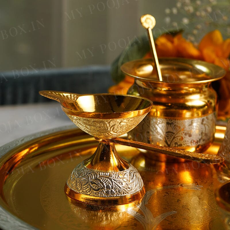 Sanskriti Brass Pooja Thali (Set of 8)