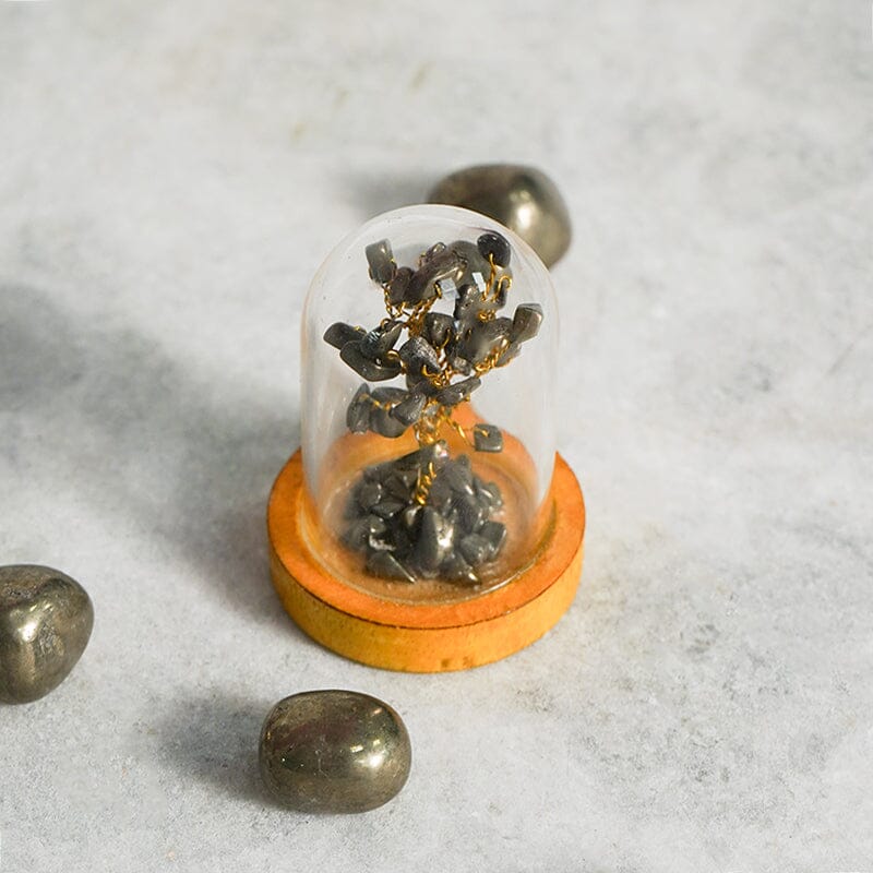 Pyrite Tree Healing Crystal Glass Showpiece