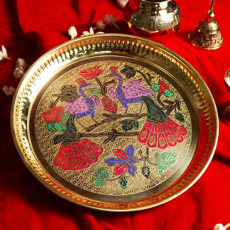 Traditional Minakari Brass Pooja Thali Set