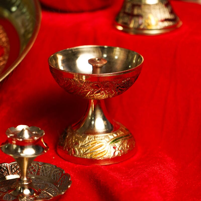 Traditional Minakari Brass Pooja Thali Set