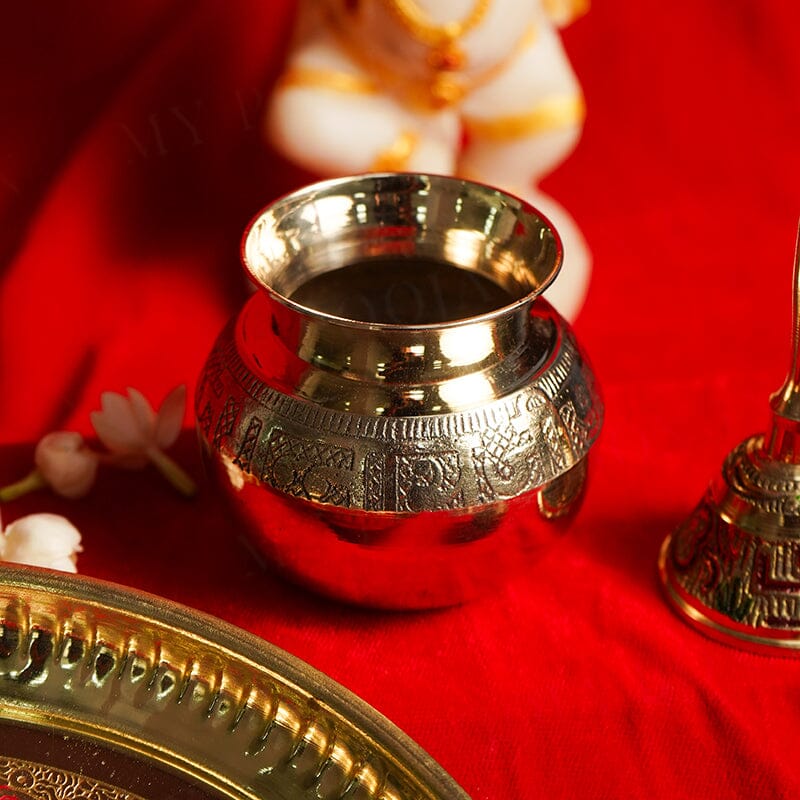 Traditional Minakari Brass Pooja Thali Set